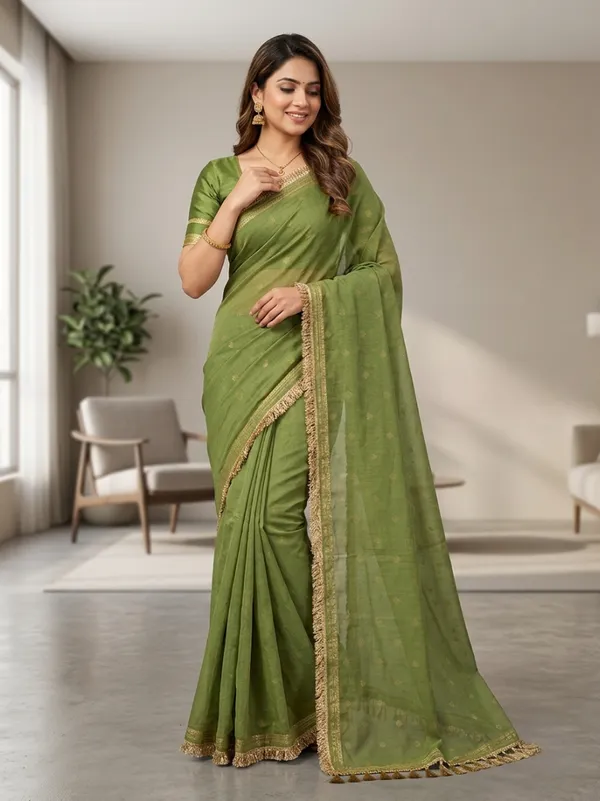 Classic_Mehndi_Green_Ethnic_Saree_with_Rich_Gold_Detailing