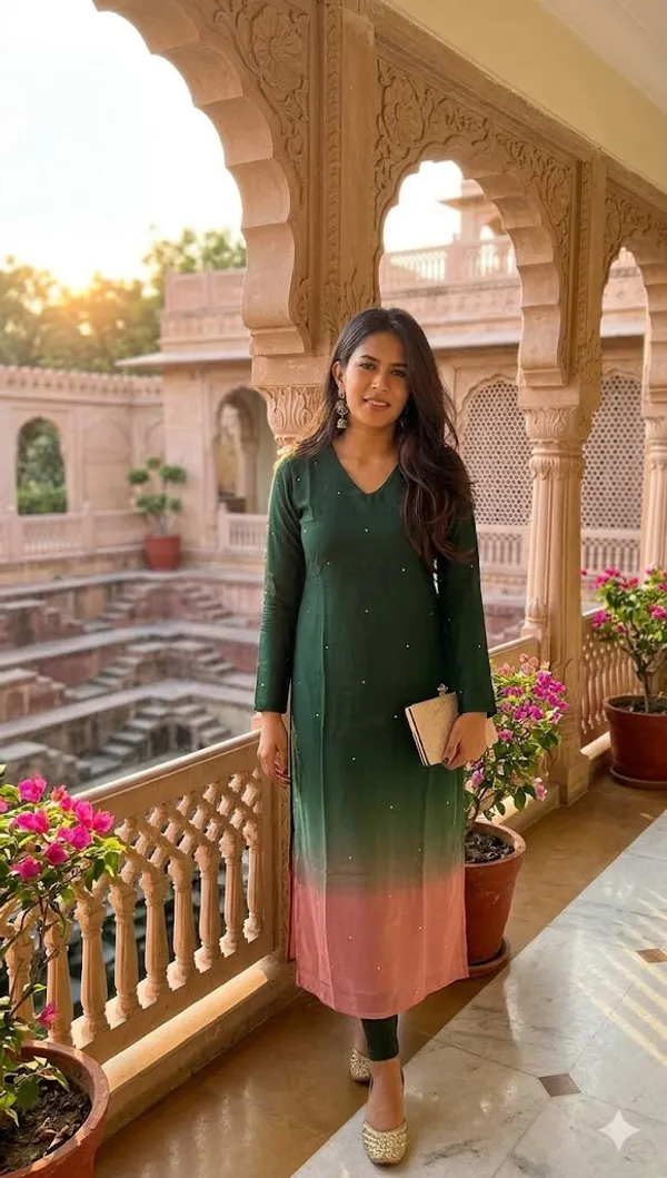 Green_And_Pink_Ombre_Embellished_Kurta