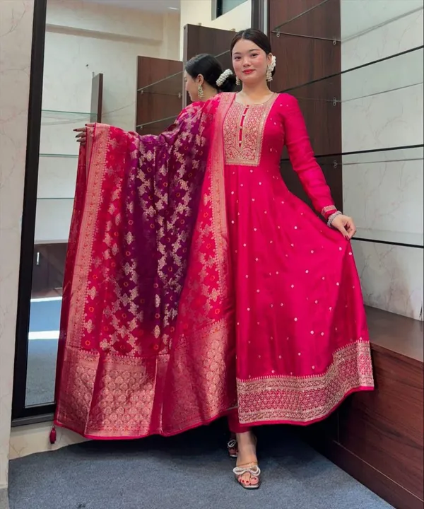 Pink_Banarasi_Anarkali_Suit_Set_With_Embroidered_Dupatta