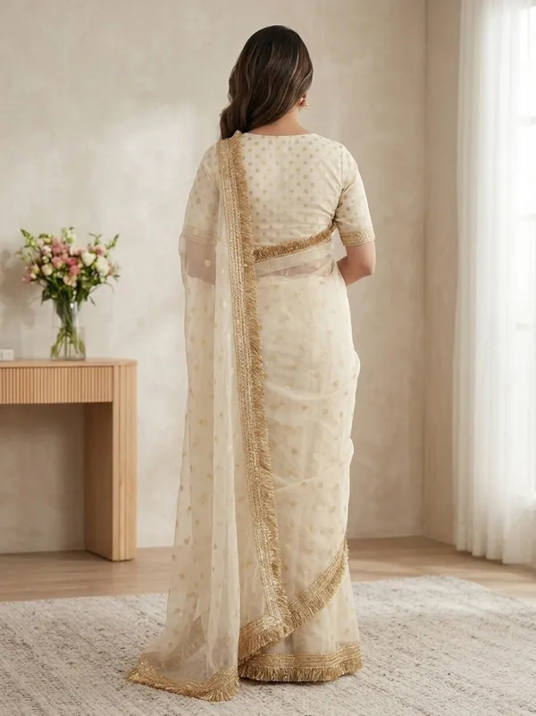Elegant_Cream_Tissue_Silk_Saree_with_Gold_Embellished_Border
