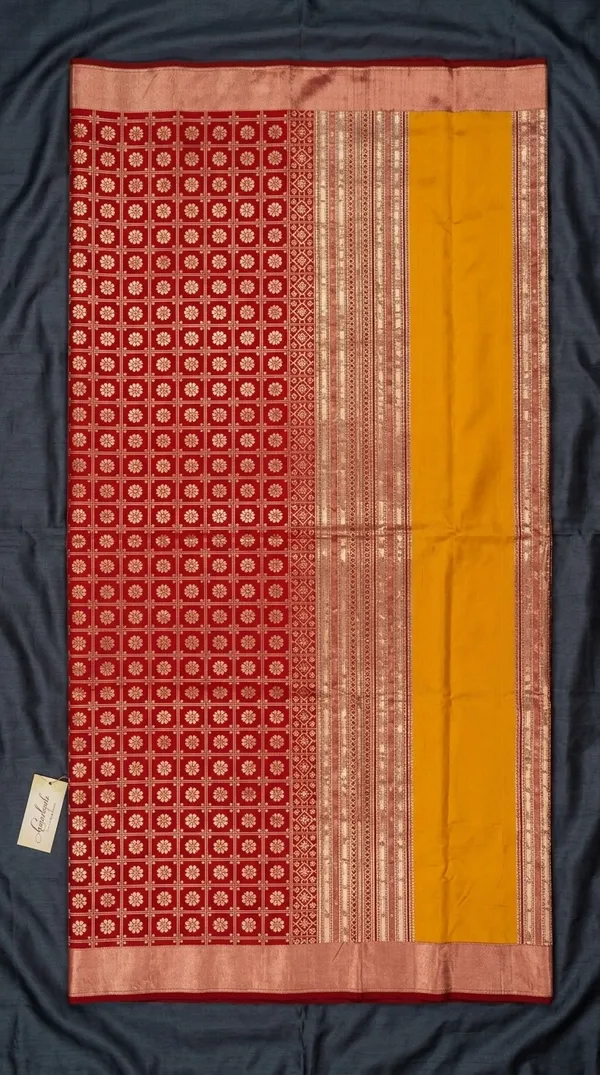 Festive_Red_and_Mustard_Yellow_Dual-Tone_Silk_Saree_with_Rich_Gold_Zari_Border