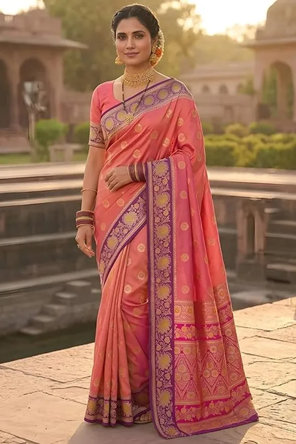 Striped_Woven_Design_Banarasi_Saree