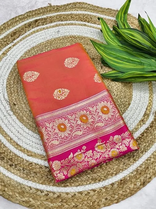Striped_Woven_Design_Banarasi_Saree