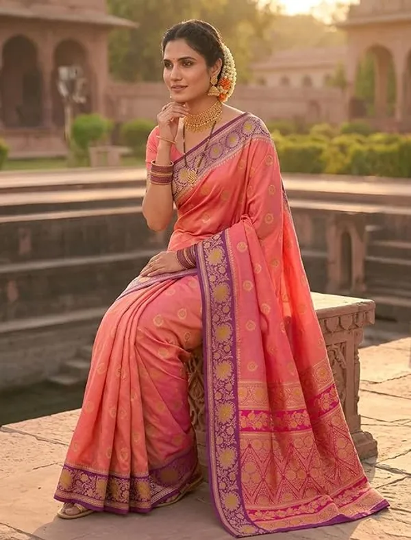 Striped_Woven_Design_Banarasi_Saree