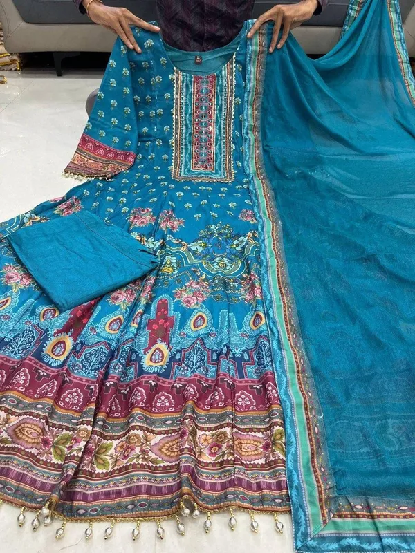 Turquoise_Embroidered_Anarkali_Suit_Set_With_Dupatta