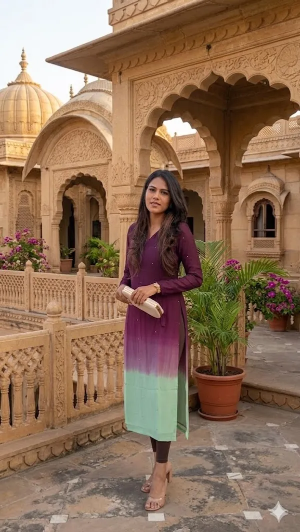 Womens_Maroon_And_Mint_Green_Ombre_Long_Kurta_With_Churidar
