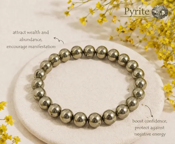 Natural_Pyrite_Bracelet_FREE_Raw_Selenite_plate_