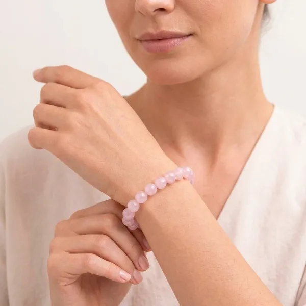 Natural_Rose_Quartz_Bracelet_FREE_Raw_Selenite_plate