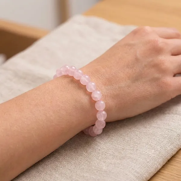Natural_Rose_Quartz_Bracelet_FREE_Raw_Selenite_plate