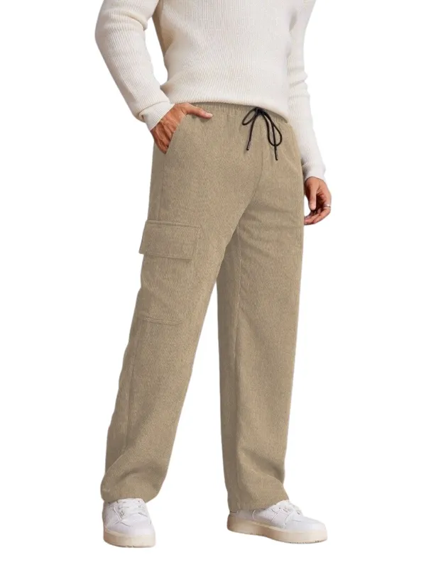 Beige_Corduroy_Cargo_Pants_With_Drawstring_Waist_And_Utility_Pockets