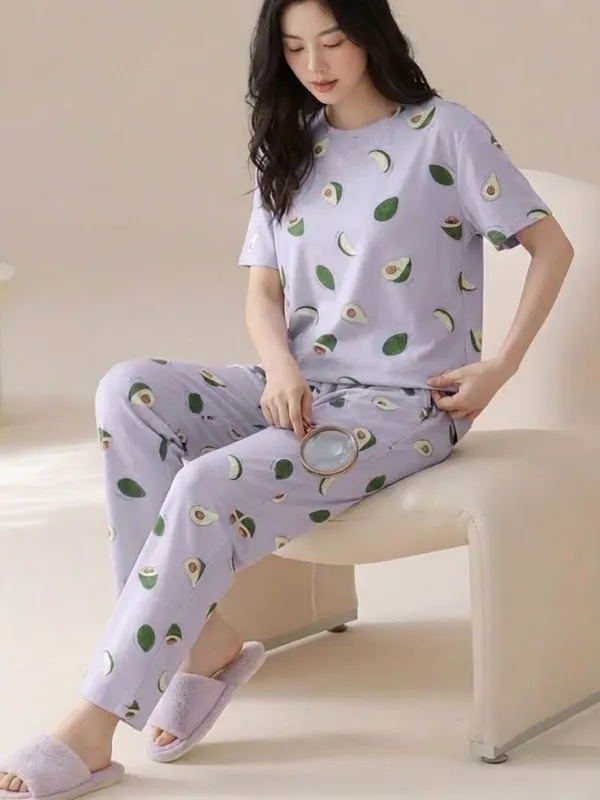 Avocado_Print_Cotton_Pajama_Set_-_Lavender_Purple