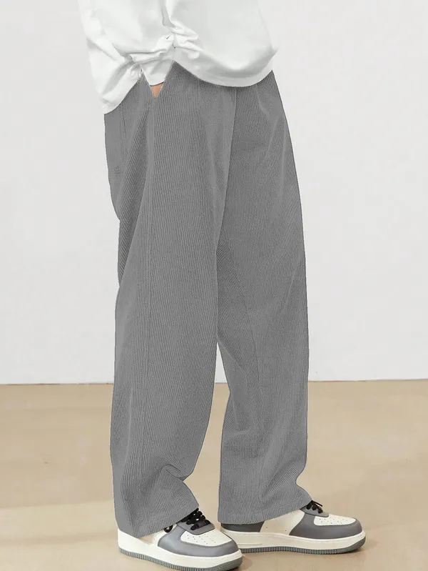 Grey_Drawstring_Waist_Casual_Lounge_Pants