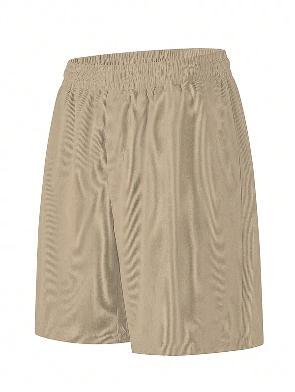 Mens_Beige_Corduroy_Drawstring_Shorts