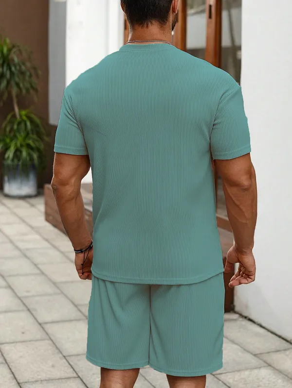 Mens_Ribbed_Casual_Co-Ord_Set_-_Short_Sleeve_T-Shirt_&_Shorts