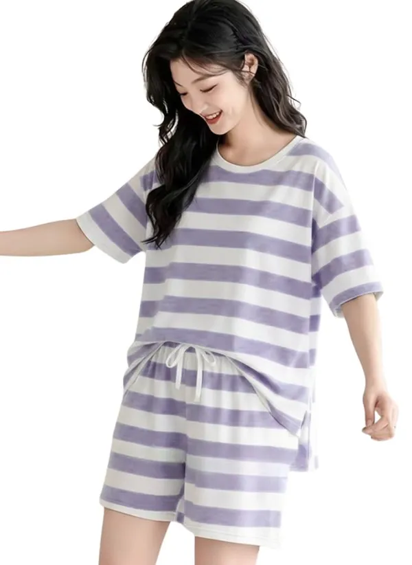 Purple_And_White_Striped_Cotton_Pajama_Set_-_Comfortable_Loungewear_For_Women
