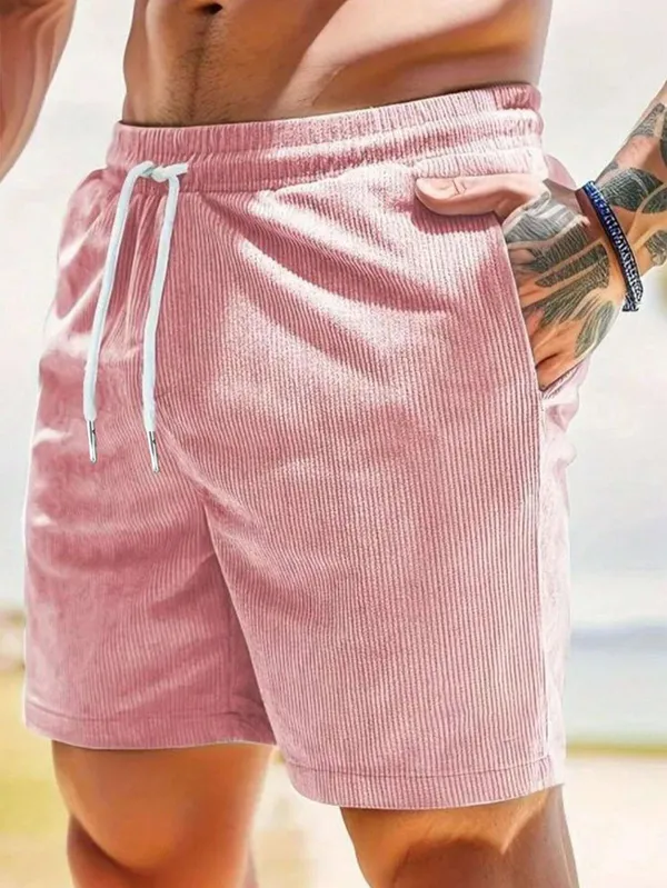 Mens_Pink_Corduroy_Shorts_With_Drawstring_Waist