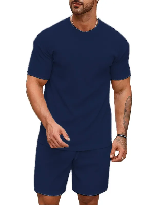 Mens_Navy_Blue_Casual_Co-Ord_Set_-_Solid_T-Shirt_&_Shorts_Combo