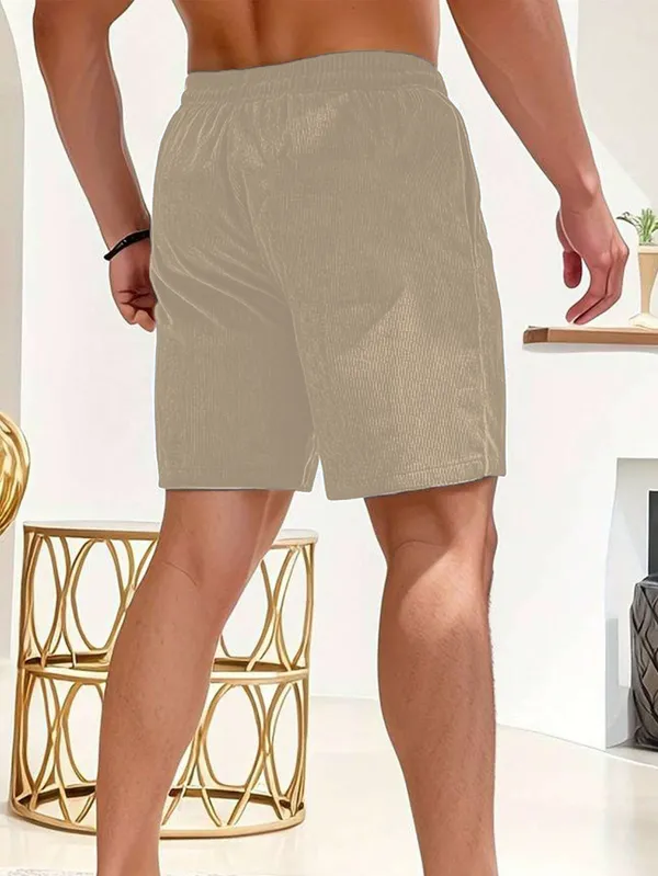 Mens_Beige_Corduroy_Drawstring_Shorts