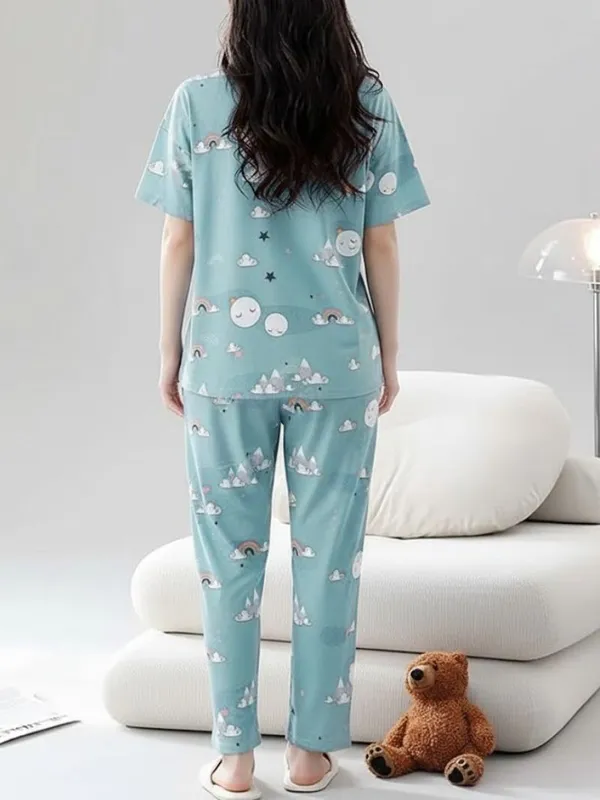 Mint_Green_Pajama_Set_With_Cute_Cloud_And_Rainbow_Print