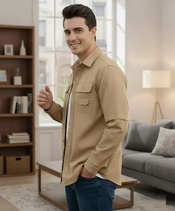 Mens_Beige_Utility_Shirt_-_Full_Sleeves_With_Chest_Pockets