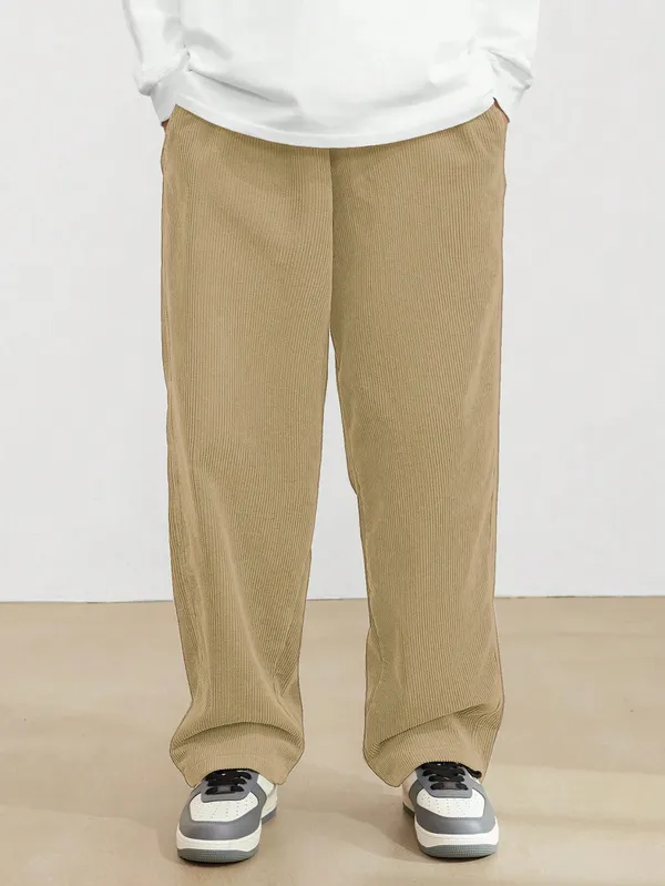 Mens_Beige_Corduroy_Wide_Leg_Pants_With_Elastic_Waist