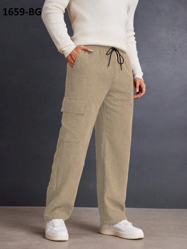 Beige_Corduroy_Cargo_Pants_With_Drawstring_Waist_And_Utility_Pockets