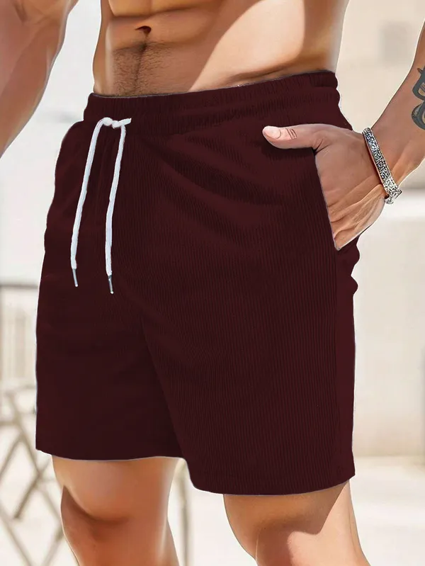 Mens_Drawstring_Casual_Shorts_-_Burgundy/Maroon