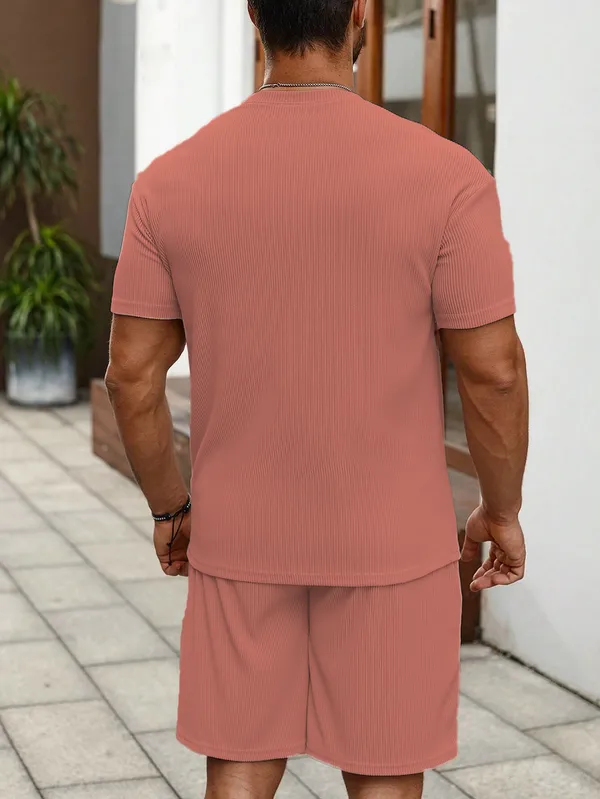 Mens_Ribbed_Cotton_T-Shirt_And_Shorts_Co-Ord_Set_-_Dusty_Pink
