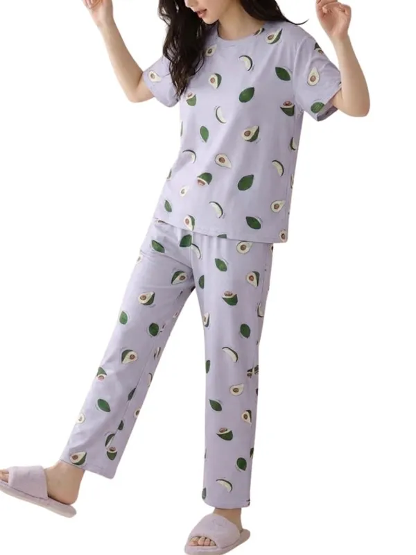 Avocado_Print_Cotton_Pajama_Set_-_Lavender_Purple