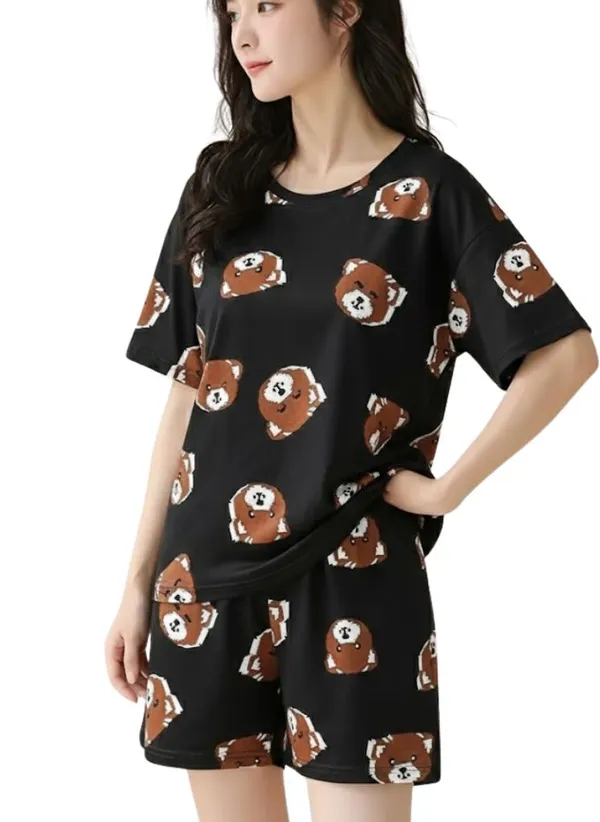 Black_Bear_Print_Pajama_Set_-_Short_Sleeve_Top_&_Shorts