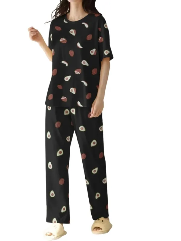 Black_Avocado_Print_Pajama_Set_-_Comfortable_Sleepwear_For_Women