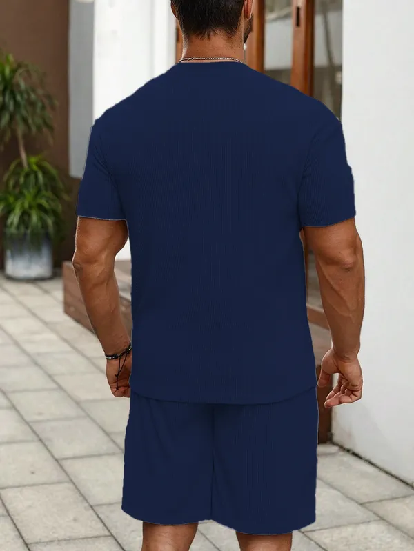 Mens_Navy_Blue_Casual_Co-Ord_Set_-_Solid_T-Shirt_&_Shorts_Combo