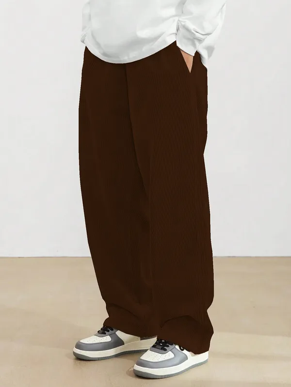 Mens_Solid_Brown_Wide-Leg_Corduroy_Pants