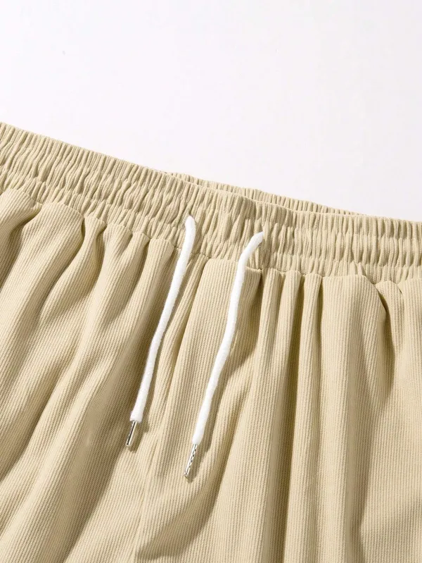 Mens_Beige_Corduroy_Drawstring_Shorts