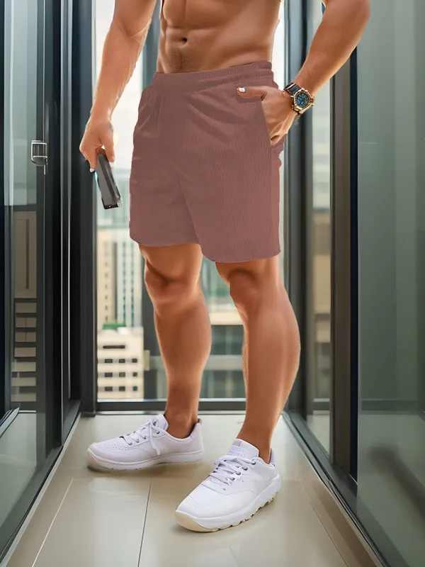 Mens_Dusty_Rose_Ribbed_Drawstring_Shorts