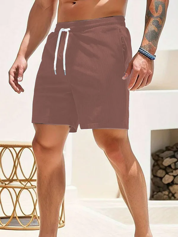 Mens_Dusty_Rose_Ribbed_Drawstring_Shorts