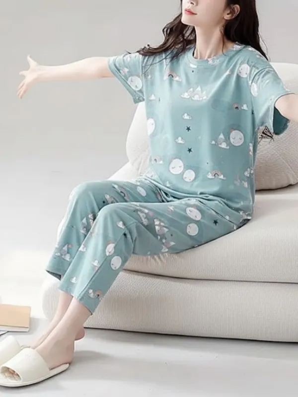 Mint_Green_Pajama_Set_With_Cute_Cloud_And_Rainbow_Print