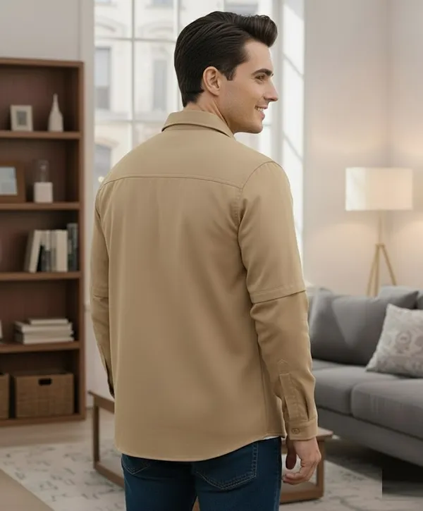 Mens_Beige_Utility_Shirt_-_Full_Sleeves_With_Chest_Pockets