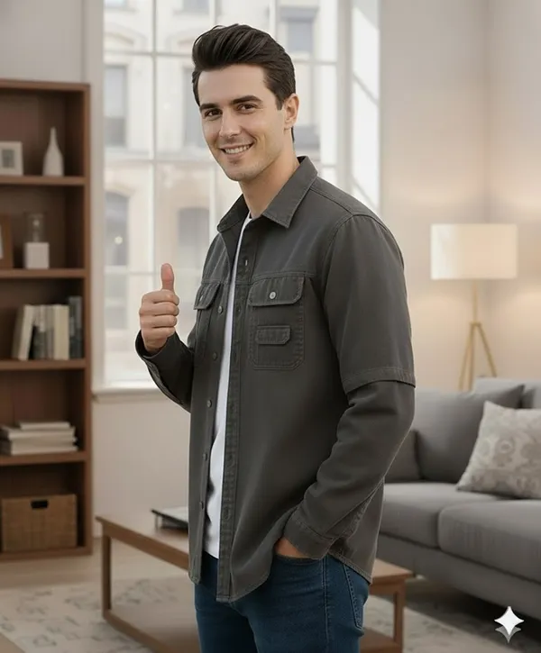 Mens_Olive_Green_Utility_Shirt_Jacket_With_Dual_Chest_Pockets