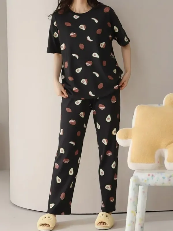 Black_Avocado_Print_Pajama_Set_-_Comfortable_Sleepwear_For_Women