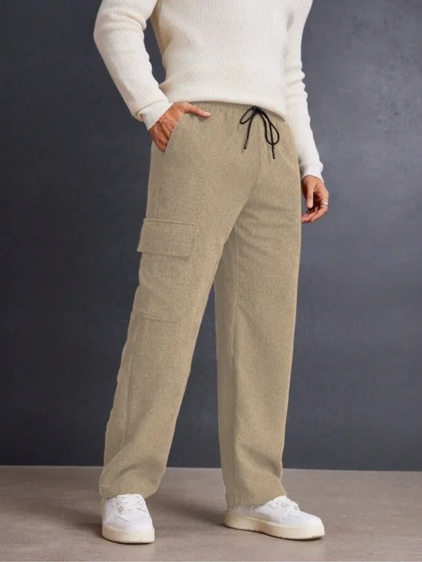 Beige_Corduroy_Cargo_Pants_With_Drawstring_Waist_And_Utility_Pockets