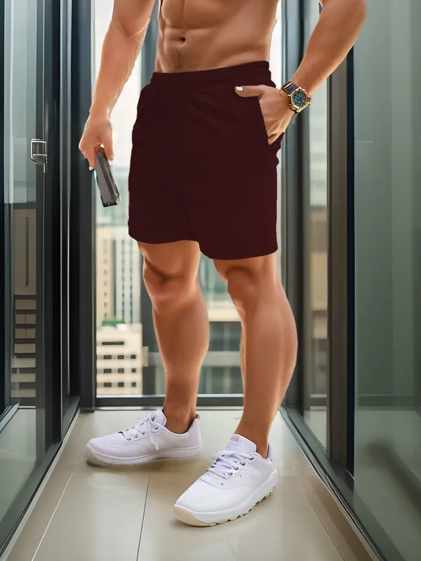 Mens_Drawstring_Casual_Shorts_-_Burgundy/Maroon