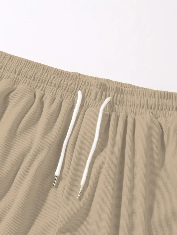 Mens_Beige_Corduroy_Drawstring_Shorts