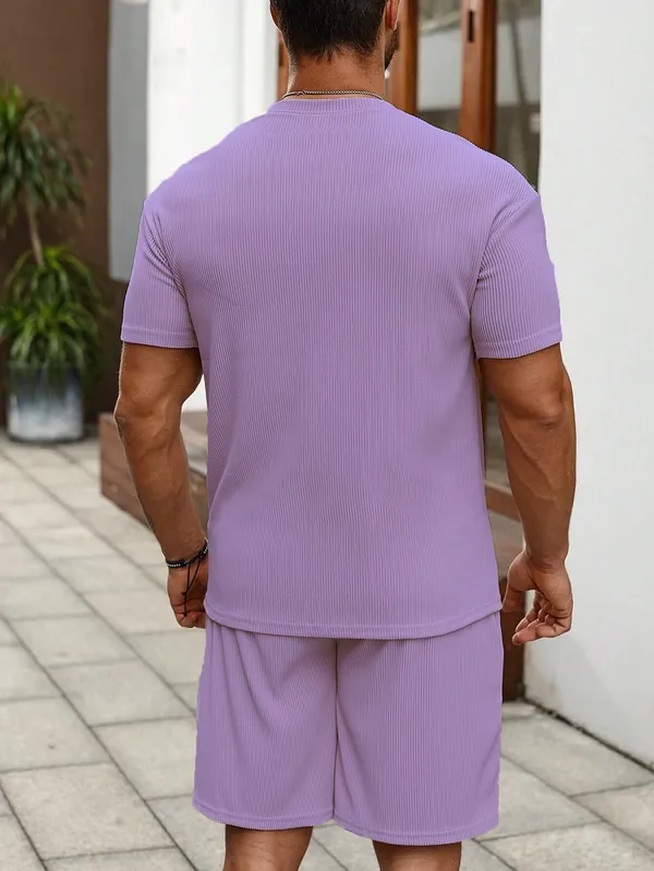 Mens_Lavender_Ribbed_Co-Ord_Set_-_T-Shirt_And_Shorts