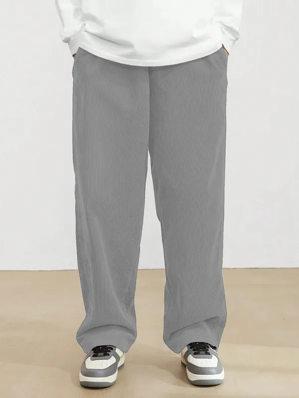 Grey_Drawstring_Waist_Casual_Lounge_Pants