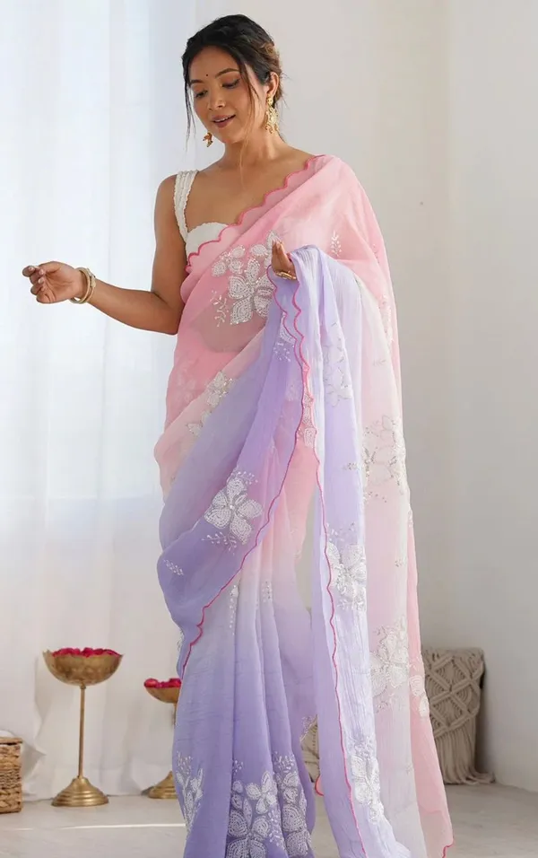 Stylish_Dual_Tone_Jimmy_Chhu_Saree_with_Scallop_Border