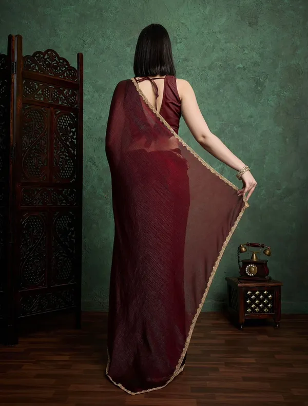 Brown_Chiffon_Stylish_Saree_For_Women