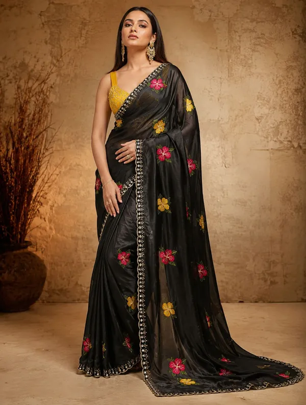 Cream_Rangoli_Fabric_Saree_with_Pink_&_Yellow_Floral_Embroidery
