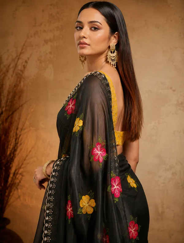 Cream_Rangoli_Fabric_Saree_with_Pink_&_Yellow_Floral_Embroidery