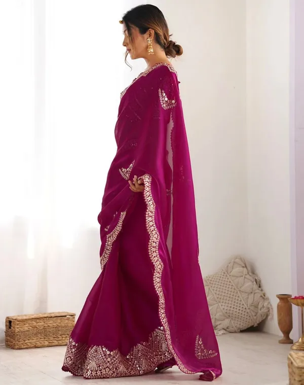 Elegant_Dark_Pink_Organza_Saree_with_Heavy_Embroidered_Blouse_✨
